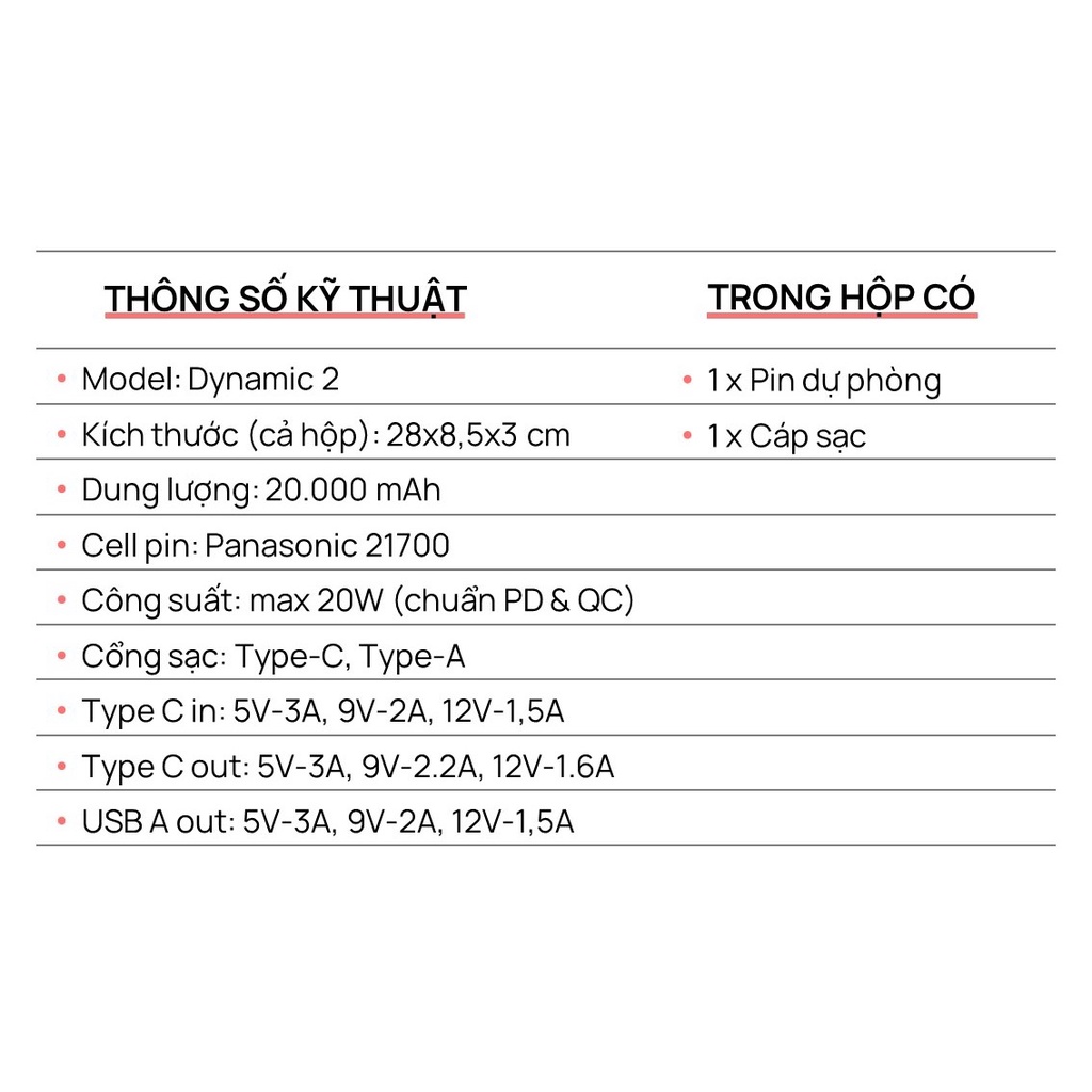 Sạc dự phòng Velasboost Dynamic 2 - 20.000 mAh, chính hãng bảo hành 12 tháng