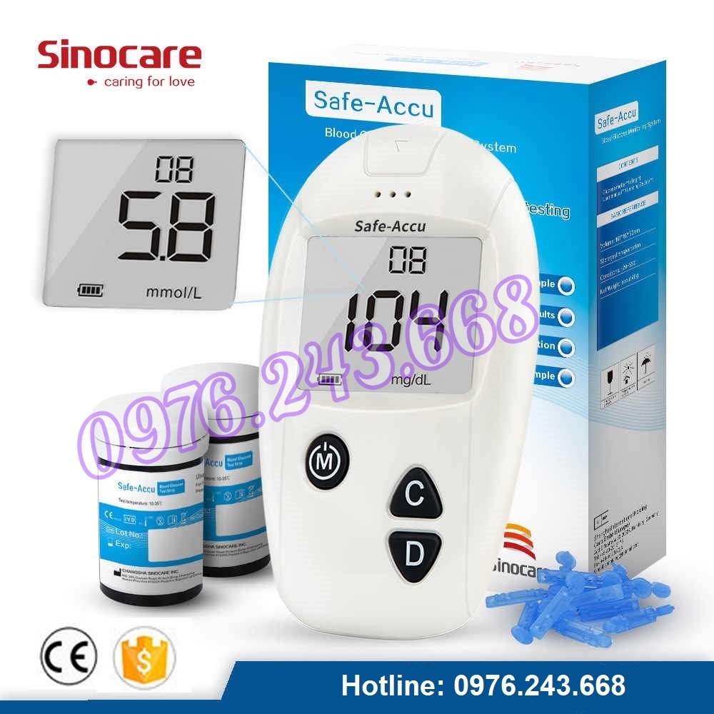 Máy đo đường huyết Sinocare Safe Accu - Chính hãng