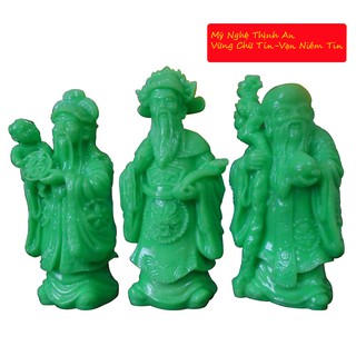 Bộ tượng đá phúc lộc thọ xanh ngọc cao 17cm pltx17