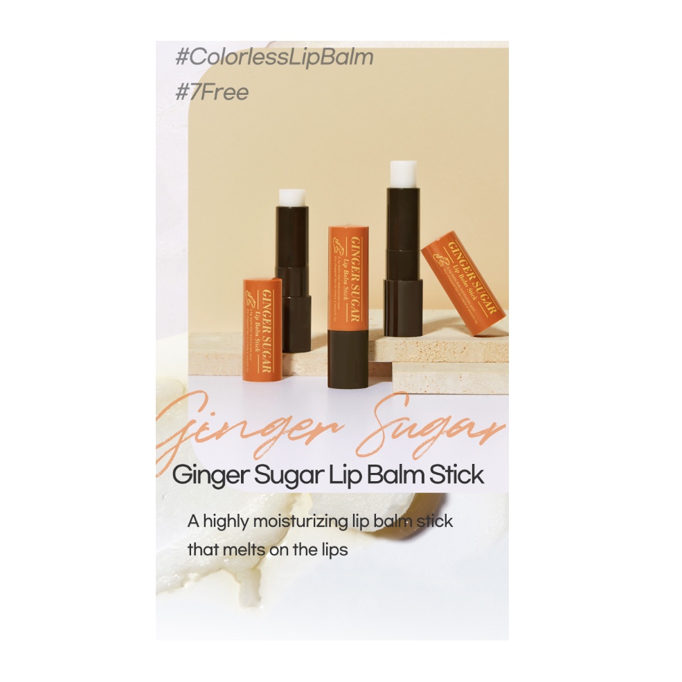 Son dưỡng ẩm môi [ETUDE] Ginger Sugar Lip Balm Stick 3.7g chứa tinh chất gừng, bơ và dầu cam