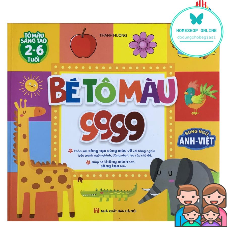 Bé Tô Màu 9999 Song Ngữ dành cho trẻ từ 2 - 6 tuổi giúp bé thông minh sáng tạo hơn
