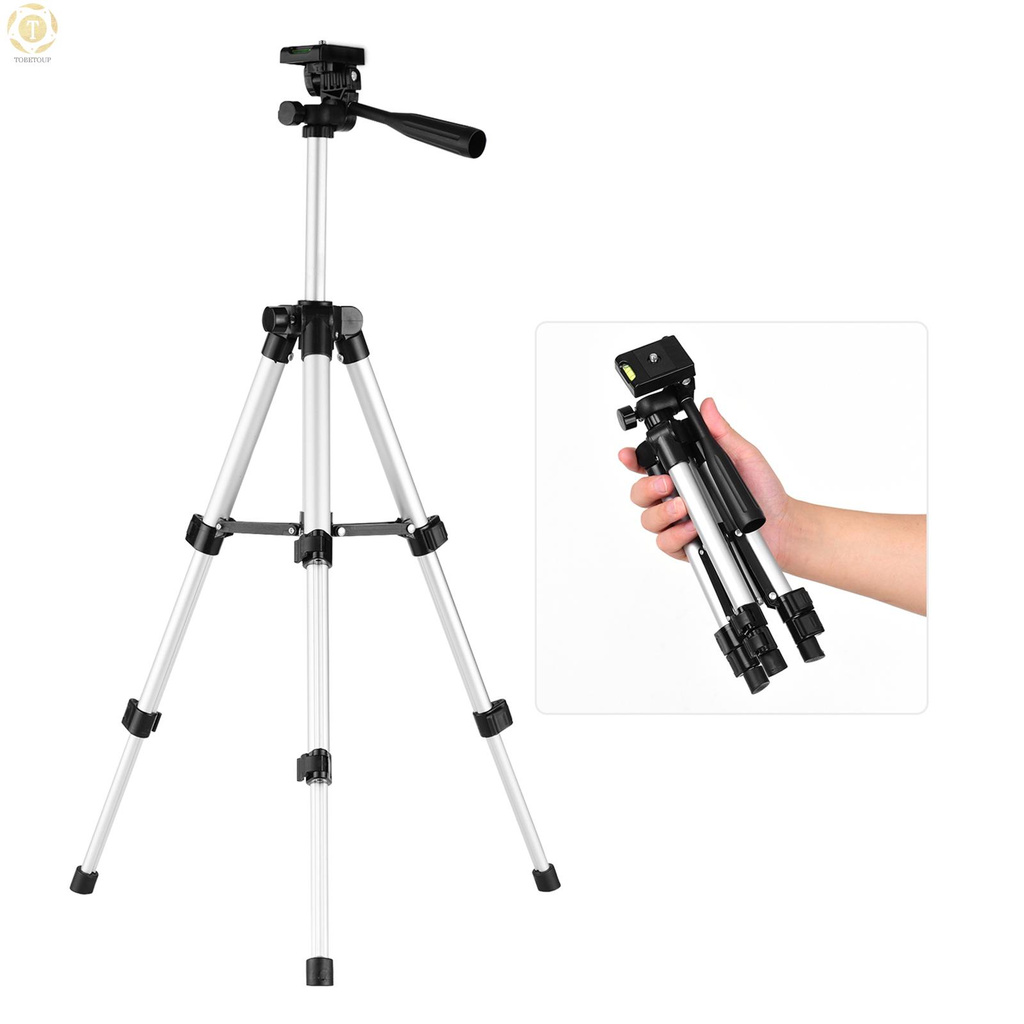 Shipped within 12 hours】 Mini Desktop Tripod Stand Aluminum Alloy 1/4 Inch Screw 21cm-65cm Adjustable Height with Remote Shutter Phone Holder Sports Camera Mount Adapter Carry Bag for Live Streaming Photo Video Tripod [TO]