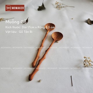 2 Muỗng Gỗ Gõ Đỏ Thìa Gỗ Cà Phê Xúc Trà Pha Nước - Thìa Gỗ Ăn Cơm - Phụ Kiện Decor Chụp Ảnh - Trang Trí Bàn Ăn