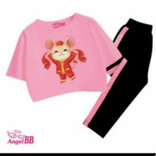 Bộ ngựa pony thun cotton, quần lửng ngang bắp chân (25-45kg)