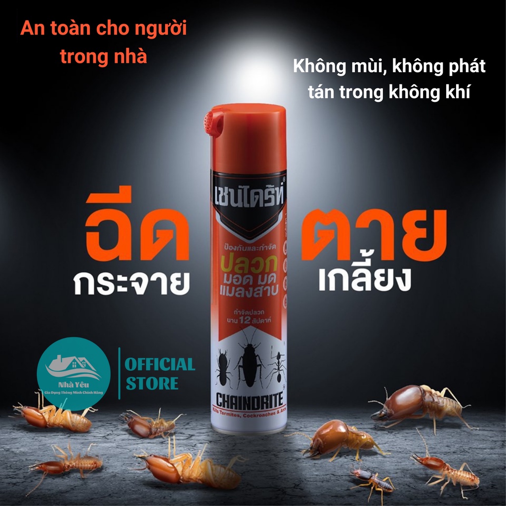 Bình Xịt Diệt Mối,Muỗi,Gián Và Các Loại Côn Trùng ChainDrite Thái Lan 600ml - An Toàn Cho Người Sử Dụng,Hàng Chính Hãng