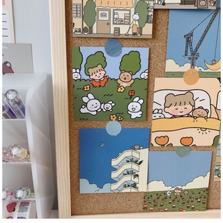 (TẶNG STICKER)SET POSTCARD TRANG TRÍ CÔ GÁI VÀ THỎ CON(CÓ SHIP GRAB NHẬN LIỀN)