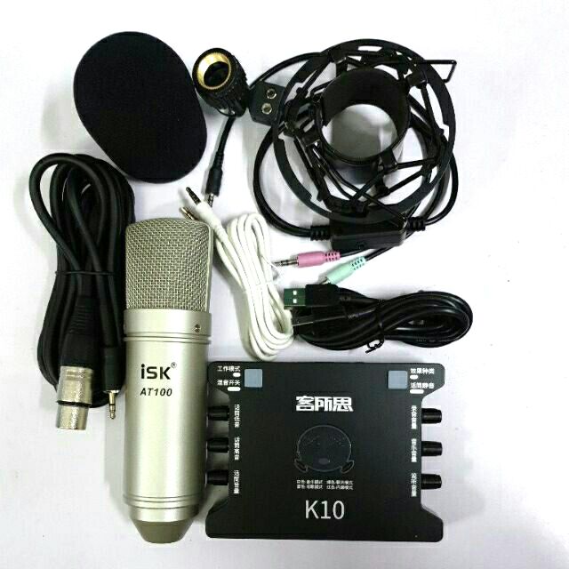 [Mã ELHACE giảm 4% đơn 300K] Combo trọn bộ mic livestream ISK AT-100 sound card xox k10 dây livestream ma2