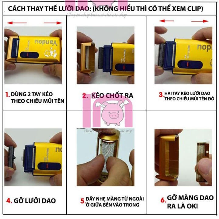 Bộ lưỡi thay thế máy cạo râu khô Yandou, lưỡi dao cạo rau cầm tay đầy đủ cho máy