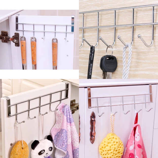 Móc treo cửa đa năng inox ( mẫu mini 5 móc )