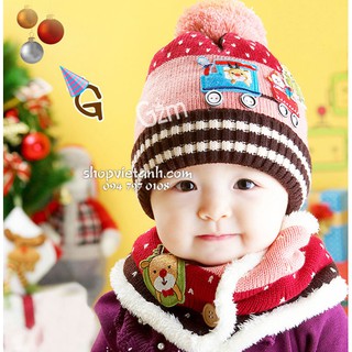 Bộ khăn mũ len cho bé trai và gái mẫu Đoàn Tàu- ML47