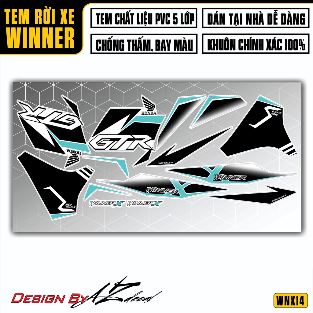 Tem Winner X GTR Mẫu Tem Cho Xe Màu Đen, Đỏ, Trắng, Xanh | WNX14 | Chất Liệu Tem Rời Chống Nước, Chống Bay Màu