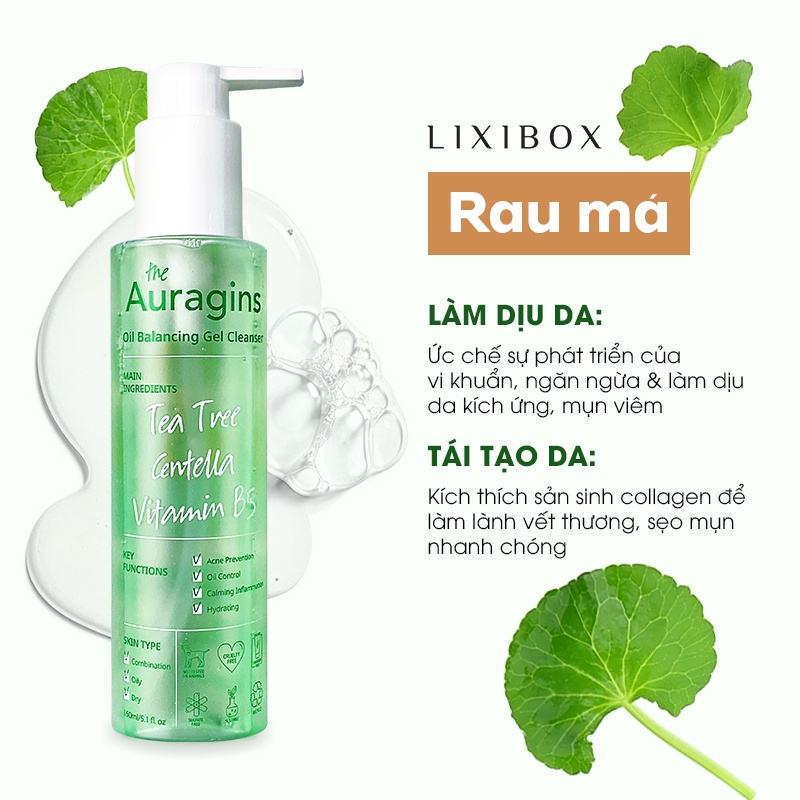 Gel rửa mặt làm sạch sâu cho da dầu mụn The Auragins Oil Balancing Gel Cleanser 150ml