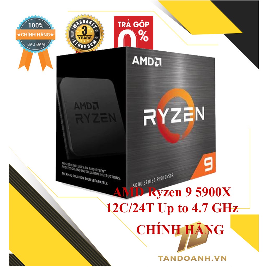 CHÍNH HÃNG - BỘ VI XỬ LÍ Ryzen 9 5900X 12 nhân / 24 luồng xung 3.7- 4.8 GHz Socket AM4