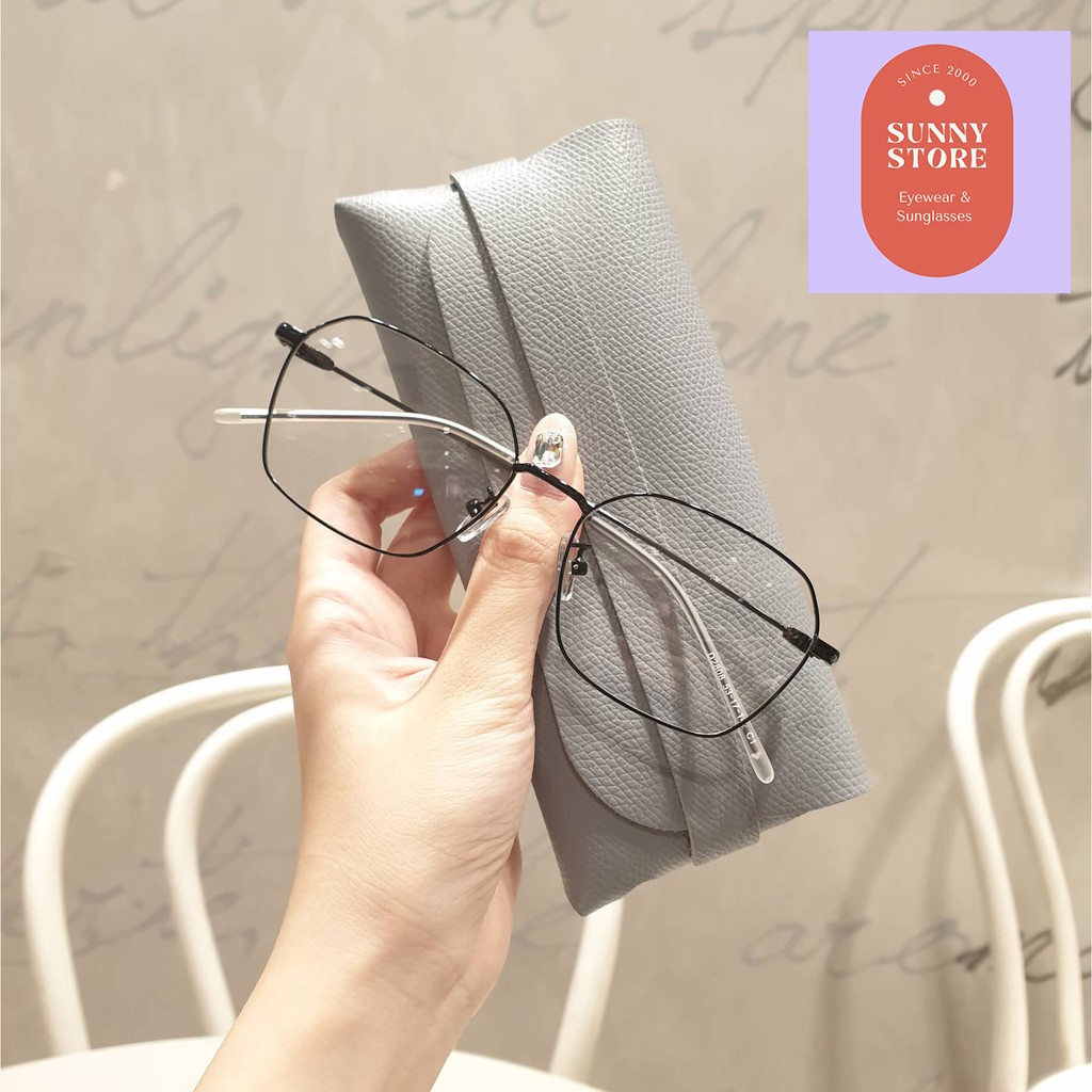 Gọng kính cận vuông nam nữ Accede Sarifa chất liệu kim loại mắt đa giác thanh mảnh 2808