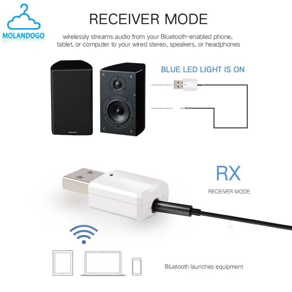 USB kết nối tai nghe TV/máy tính bằng bluetooth V5.0 kèm dây cáp aux 3.5mm và phụ kiện | BigBuy360 - bigbuy360.vn