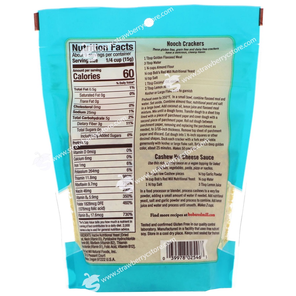 Men Dinh Dưỡng Miếng Lớn Bob's Red Mill Large Flake Nutritional Yeast, Gói 142g