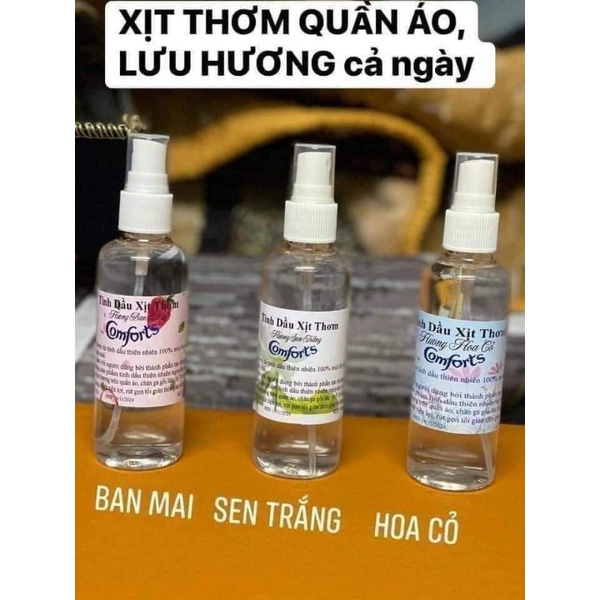 Tinh Dầu Xịt Thơm Quần Áo comfort 100ml, có 3 mùi hương thu hút.