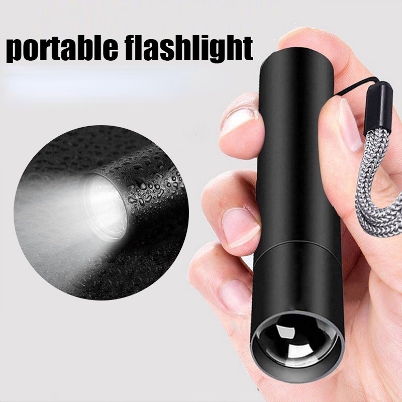 Đèn Pin LED Mini Sử Dụng Pin Có Thể Sạc Lại Bằng Cổng USB Dùng Khi Cắm Trại Leo Núi Ban Đêm