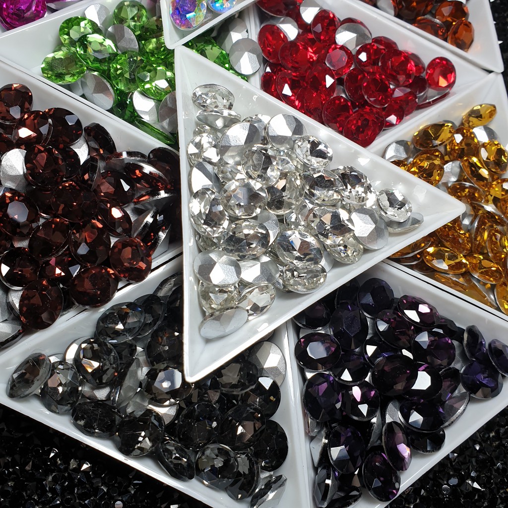 Set 10 viên đá khối chân bạc - hình oval