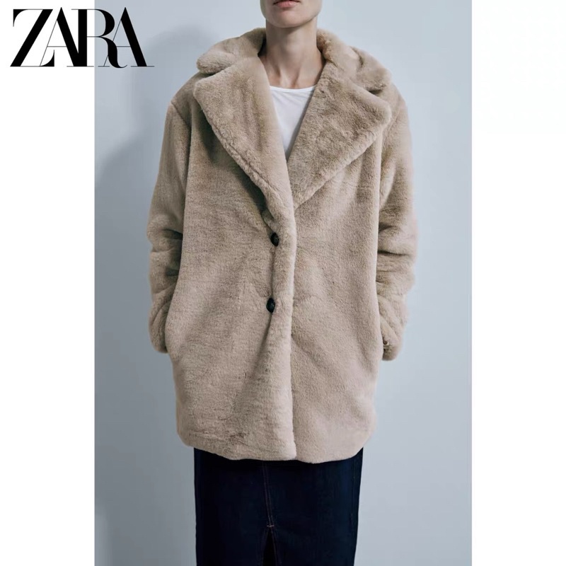 Order áo choàng ZARA xuất dư mùa đông mới của phụ nữ Áo khoác choàng lông nhân tạo | BigBuy360 - bigbuy360.vn