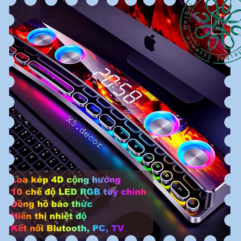 Loa Bluetooth LED RGB quang phổ 10 chế độ Led cao cấp - Tích hợp Đồng hồ + Nhiệt độ, Kết nối PC, TV - Soa