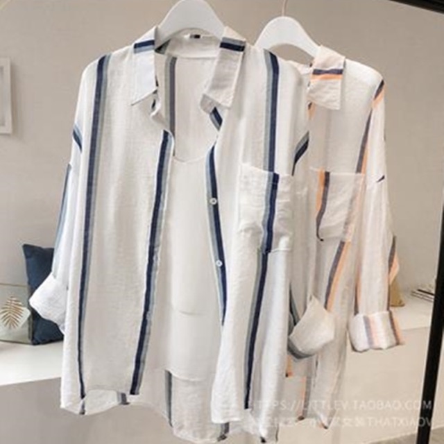 Áo Sơ Mi Vải Mỏng Tay Dài Kẻ Sọc Thời Trang | BigBuy360 - bigbuy360.vn