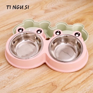 Bát Ăn Đôi Inox Cho Chó Mèo Hình Ếch