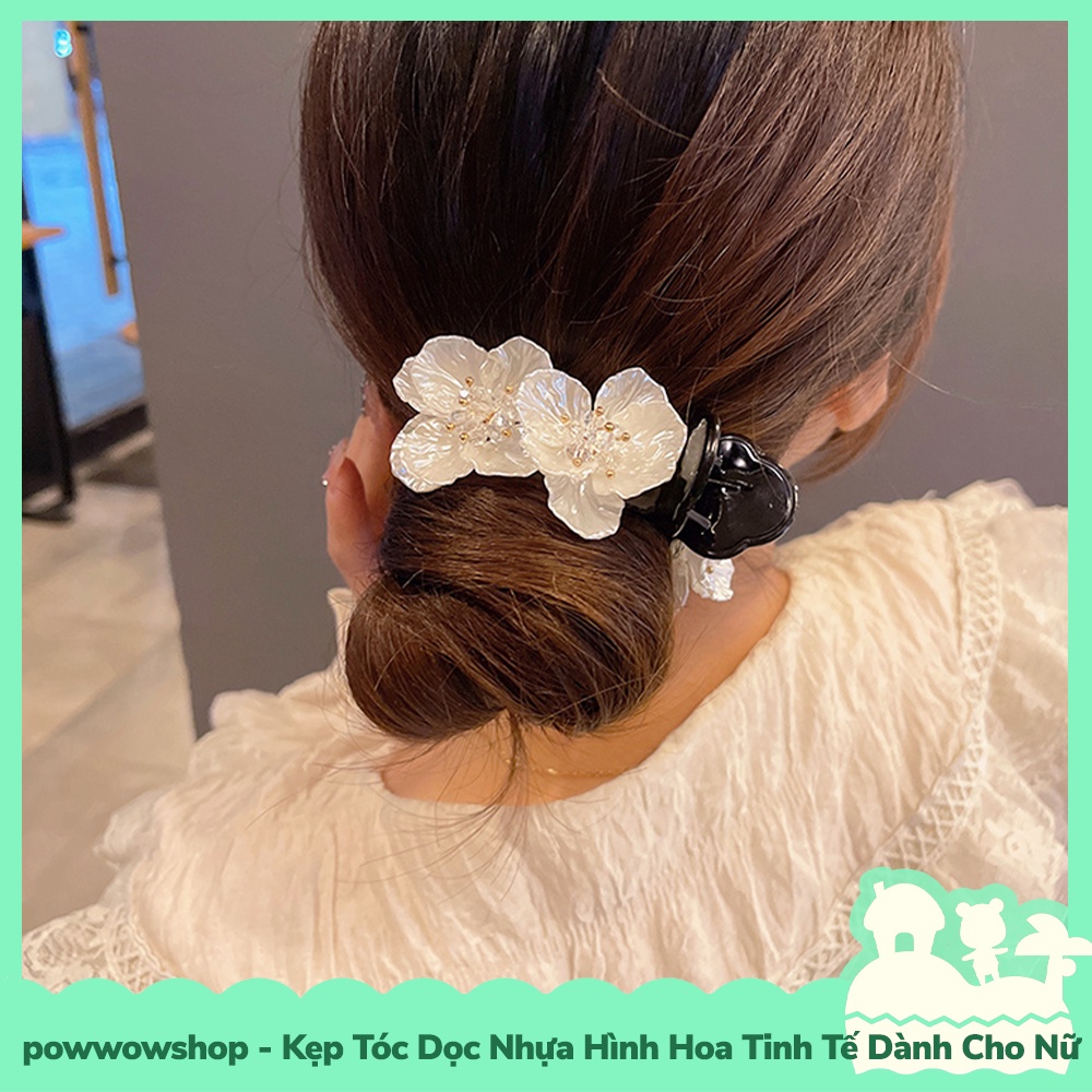 [Sẵn VN - Hỏa Tốc] Kẹp Tóc Ngang Chất Nhựa Đính Kết Hoa Tinh Tế Dành Cho Nữ