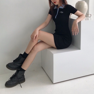Đầm ôm body polo MONÁ - MIX ĐEN