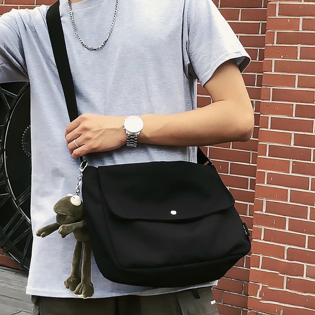 Túi tote đeo chéo vải bố CANVAS thời trang phong cách unisex nam nữ có túi con AH1475-6D7