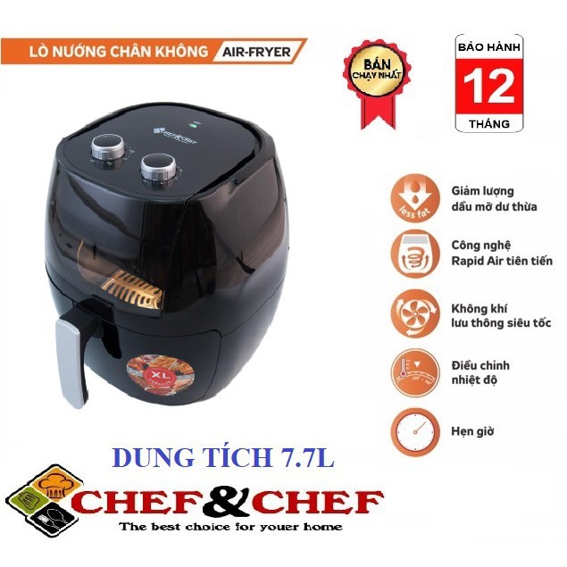 NỒI CHIÊN KHÔNG DẦU CHEF&amp;CHEF YJ-702 DUNG TÍCH ĐẠI 6,5L/7,5 Lít-GIÁ SIÊU TỐT