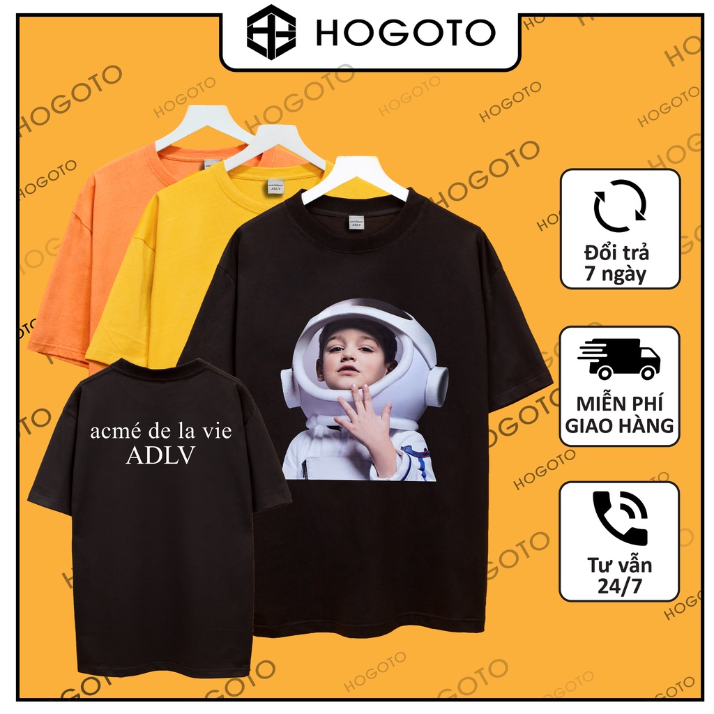 Áo thun tay lỡ ADLV 1 Phi hành gia Hogoto shop , Áo thun unisex nam nữ form rộng oversize chất liệu Cotton