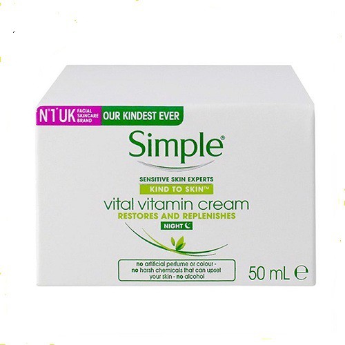 Kem dưỡng ẩm ban đêm Simple Vital Vitamin Cream Night 50ml ngăn ngừa lão hóa dành cho mọi loại da