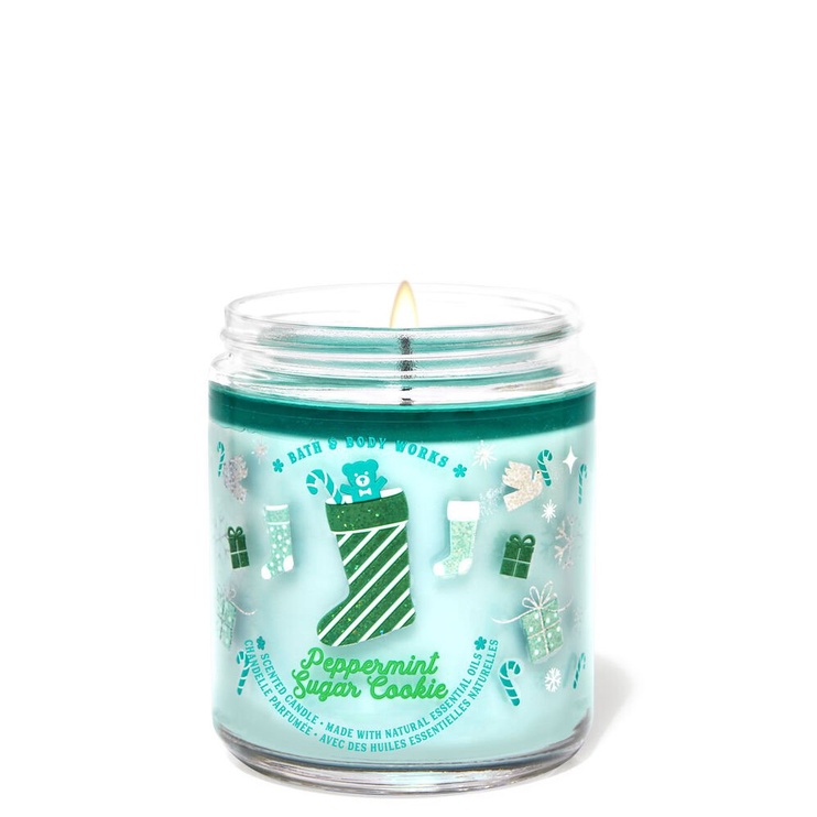 Nến Thơm 1 Bấc Bath &amp; Body Works mùi Peppermint Sugar Cookies