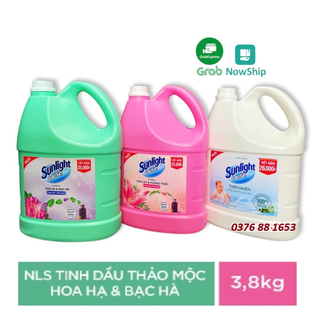 [Hoả Tốc] NƯỚC LAU SÀN SUNLIGHT 3.8kg 3.8 kg Hương Hoa Hạ Diên Vỹ Xanh, Lily Hồng, Thiên Nhiên 3.6kg 3.6 kg Trắng