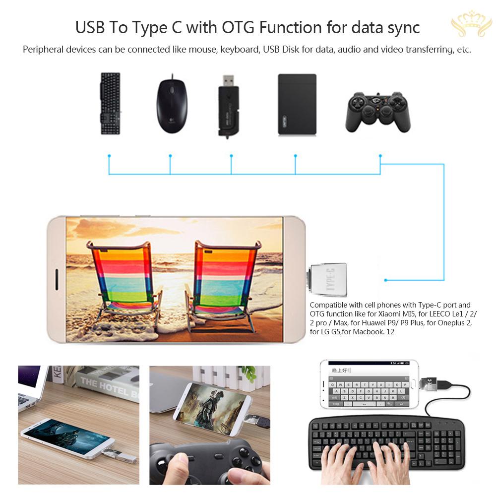 New  Type-C Adapter Kit Converter Micro USB to Type C Adapter & USB to Type-C with OTG Function Metal Material Anti-lost Ring for Macbook Xiaomi 