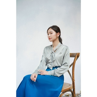 Chân váy xòe lụa dáng dài xanh dương Aqualine Harriet