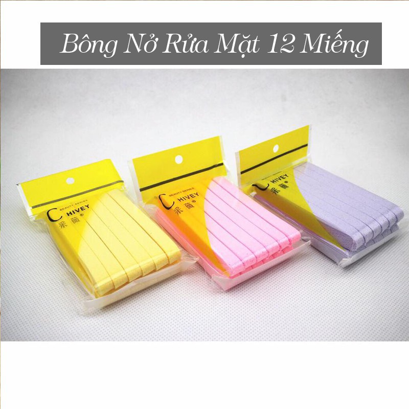 Mút Bọt Biển Rửa Mặt Bông Nở Rửa Mặt 12 Miếng - QUEENSTORE