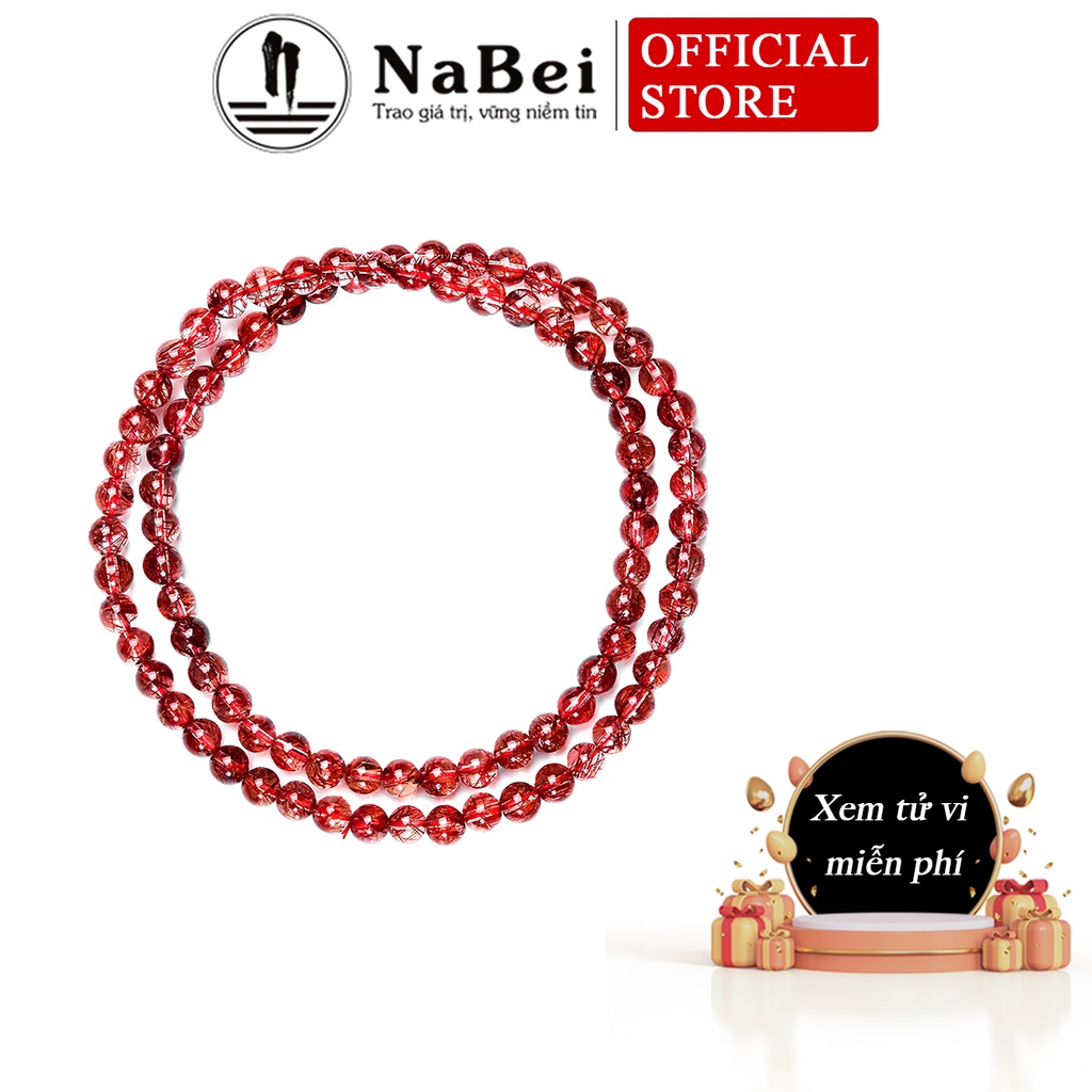 Chuỗi Vòng Tay Thạch Anh Tóc Đỏ Tự Nhiên Phù Hợp Mệnh Khuyết Hỏa, Thổ NB36 - Phong Thuỷ NaBei Store