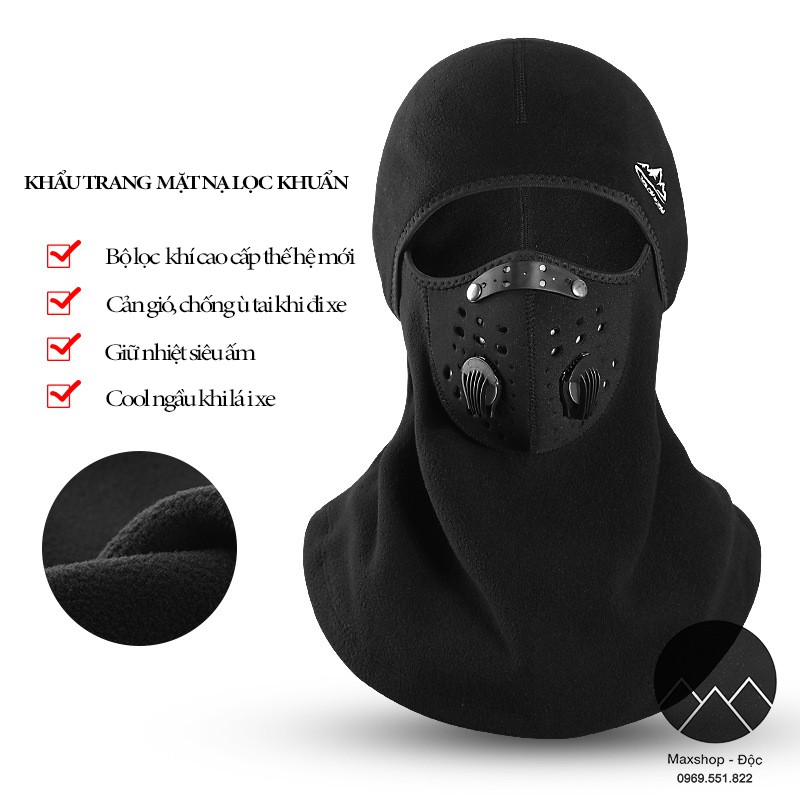 Mặt nạ cao cấp chống khói bụi ô nhiễm và giữ ấm lái xe