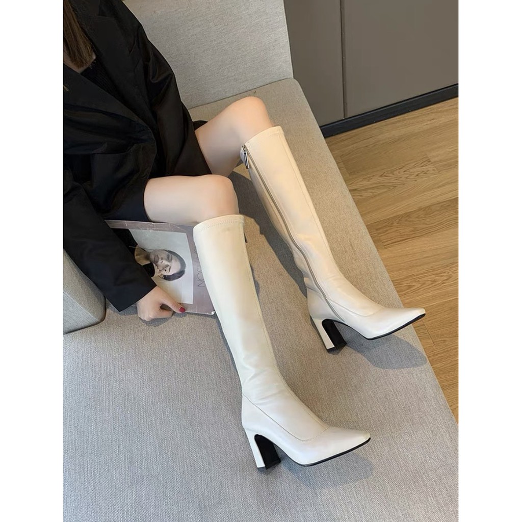 Boot đùi nữ bốt đùi  cho nữ gót vuông khoá cạnh chất liệu da cao cấp hàng Quảng châu