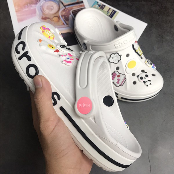 Dép Cross bánh mỳ khủng long màu trắng toroco unisex vền trắng BAYA tặng kèm 12 sticker cross