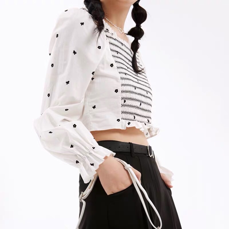 Áo trắng hoạ tiết Ledin