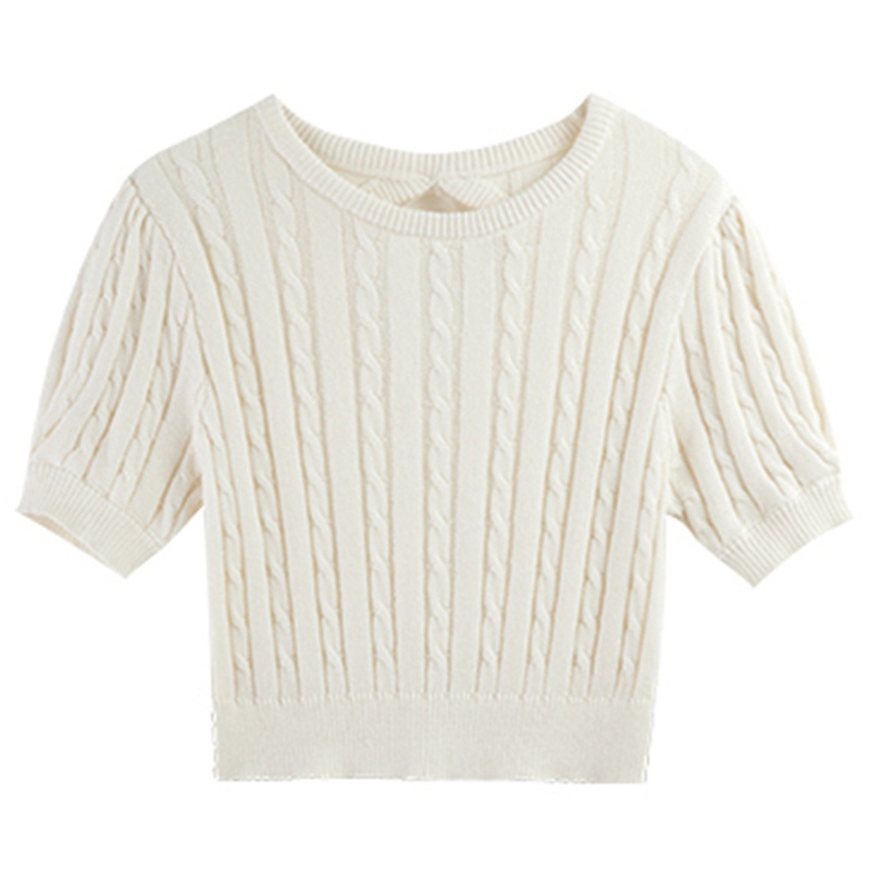 NUZIRO  Áo thun  dệt kim ngắn tay đính nơ xinh xắn cho nữ