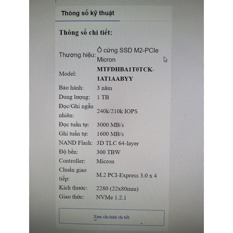 SSD M2 NVME Micron 1TB NVMe 1000GB PCIe chuẩn 2280