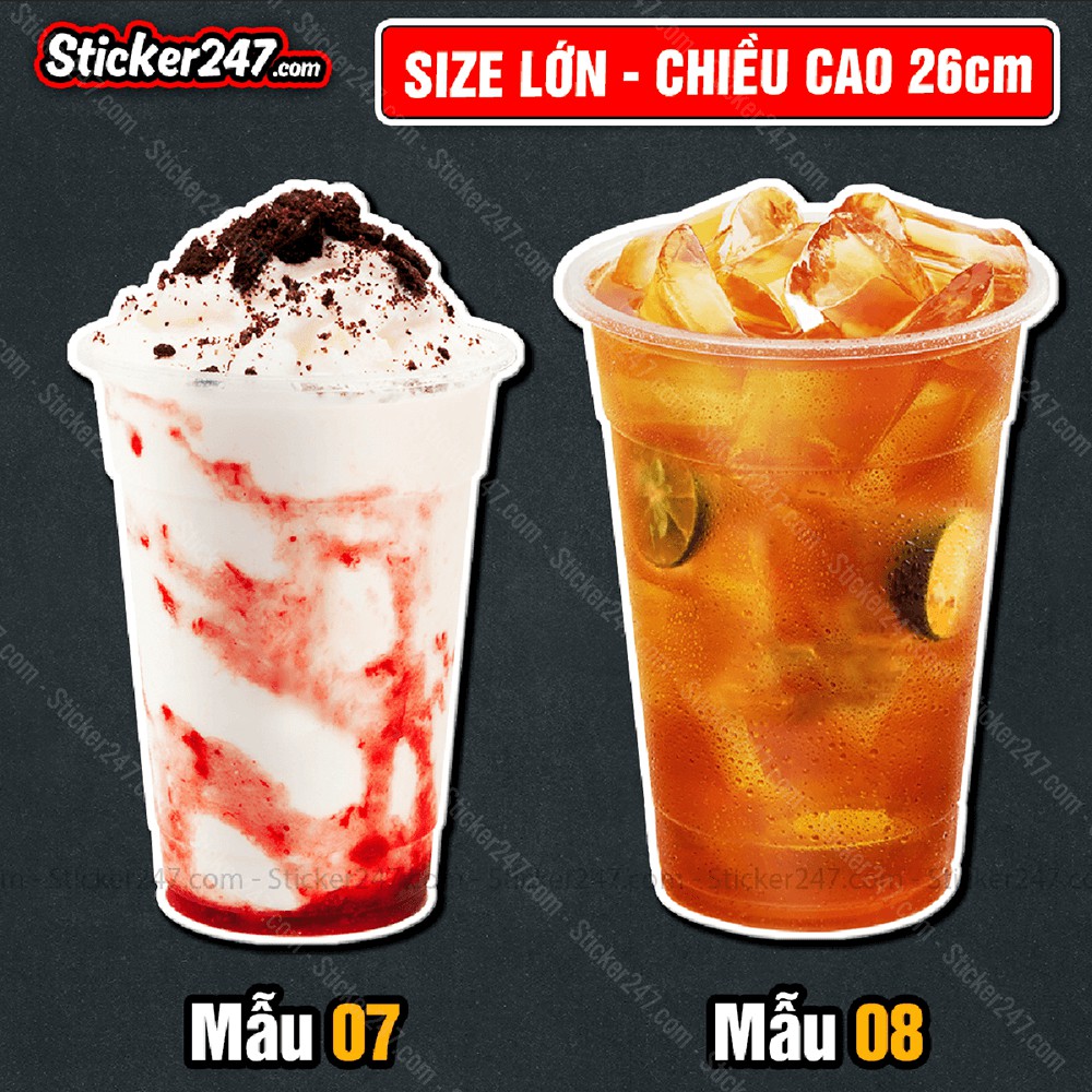 Sticker trà sữa khổ lớn hình siêu thực 𝑭𝒓𝒆𝒆𝒔𝒉𝒊𝒑 trang trí decor quán cà phê, trà sữa, quán ăn, dán tường, quầy, kính