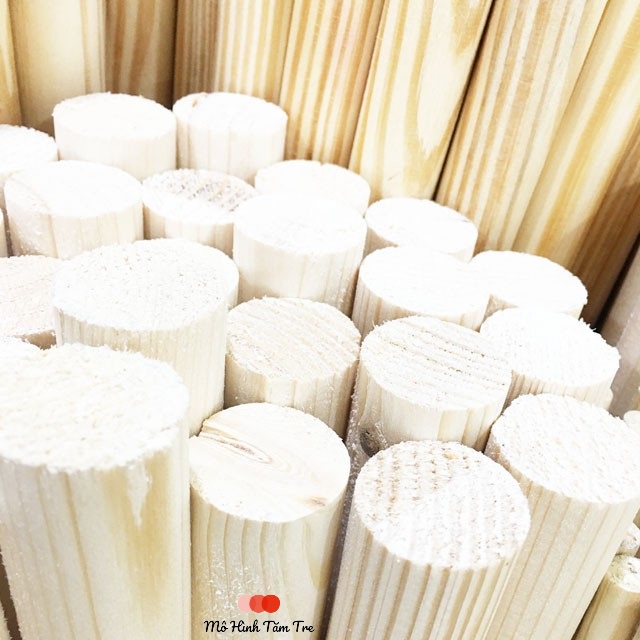 Thanh gỗ thông tròn phi 1.2cm x 1m treo rèm, treo macrame, decor nhà cửa