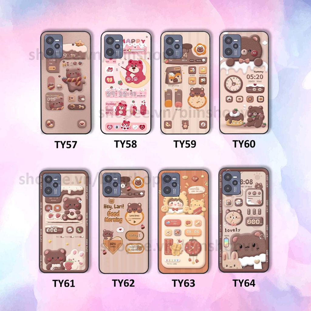 Ốp Realme C35 in 3D icon gấu nổi siêu xinh, siêu đáng yêu, cá tính phong cách