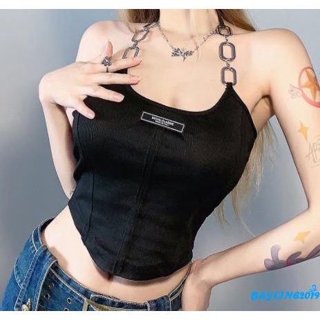 Áo Lửng Hai Dây Cổ Yếm Không Tay Hở Lưng Thời Trang Mùa Hè Dành Cho Nữ