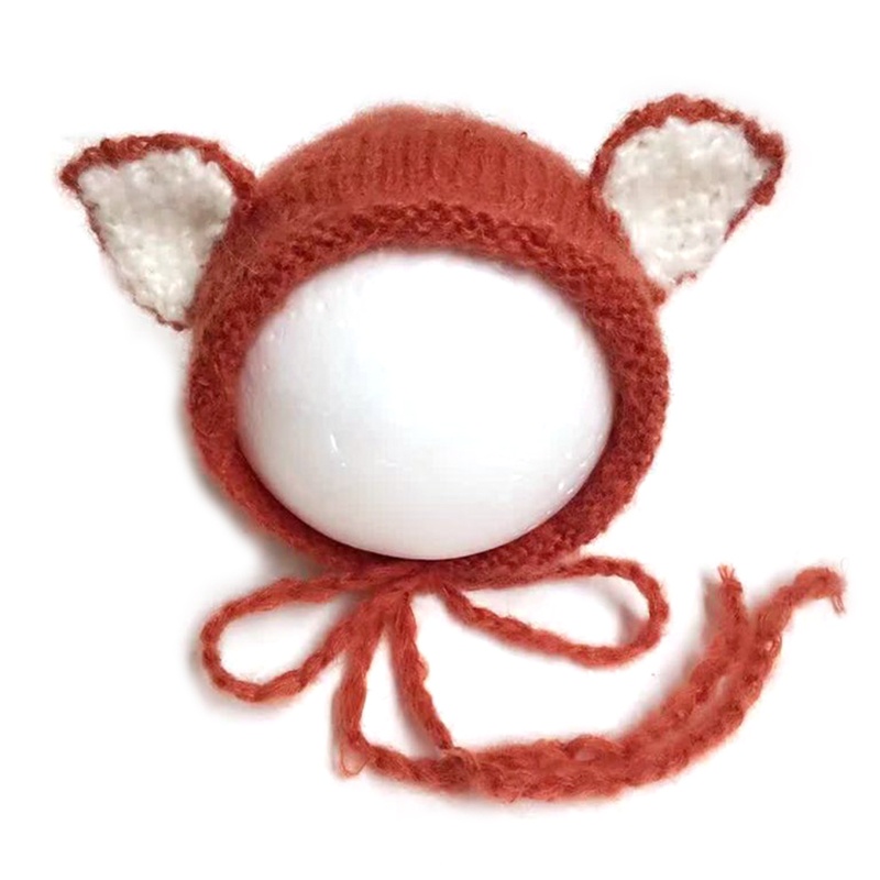 Mũ beanie đan len họa tiết hoạt hình làm phụ kiện chụp ảnh cho bé sơ sinh